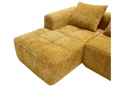 Sofá*Hauss Spole Sofá de canto em forma de L com 3 lugares, 3 almofadas e bolso lateral - Chenille Amarelo