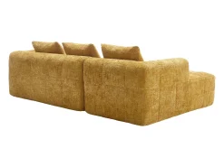 Sofá*Hauss Spole Sofá de canto em forma de L com 3 lugares, 3 almofadas e bolso lateral - Chenille Amarelo