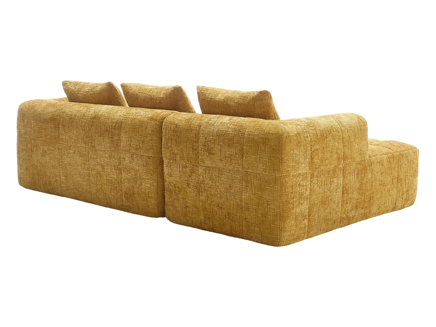 Sofá*Hauss Spole Sofá de canto em forma de L com 3 lugares, 3 almofadas e bolso lateral - Chenille Amarelo