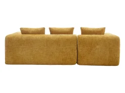 Sofá*Hauss Spole Sofá de canto em forma de L com 3 lugares, 3 almofadas e bolso lateral - Chenille Amarelo