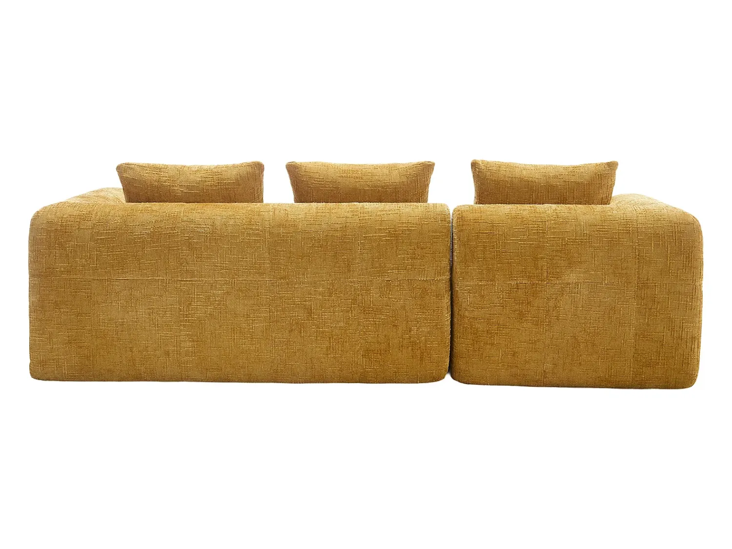 Sofá*Hauss Spole Sofá de canto em forma de L com 3 lugares, 3 almofadas e bolso lateral - Chenille Amarelo