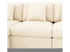 ModernLuxe Sofá de canto em forma de U - 6 lugares - con apoios de braço ajustáveis - con descanso de pés removível - Veludo canelado -^ Sofá