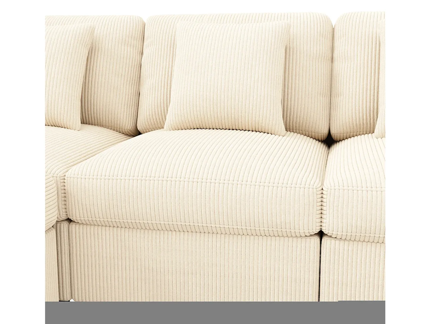 ModernLuxe Sofá de canto em forma de U - 6 lugares - con apoios de braço ajustáveis - con descanso de pés removível - Veludo canelado -^ Sofá