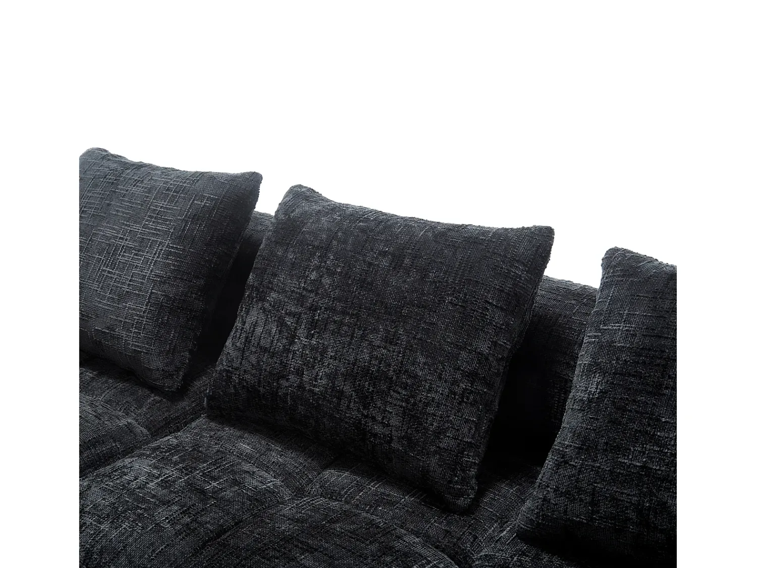 Sofá|Hauss Spole Sofá de canto em forma de L com 3 lugares, 3 almofadas e bolso lateral - Chenille Preto