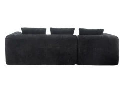 Sofá|Hauss Spole Sofá de canto em forma de L com 3 lugares, 3 almofadas e bolso lateral - Chenille Preto