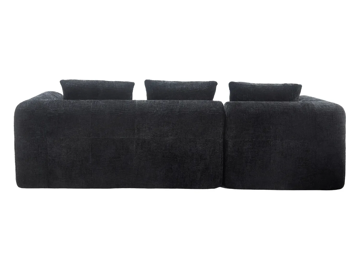 Sofá|Hauss Spole Sofá de canto em forma de L com 3 lugares, 3 almofadas e bolso lateral - Chenille Preto