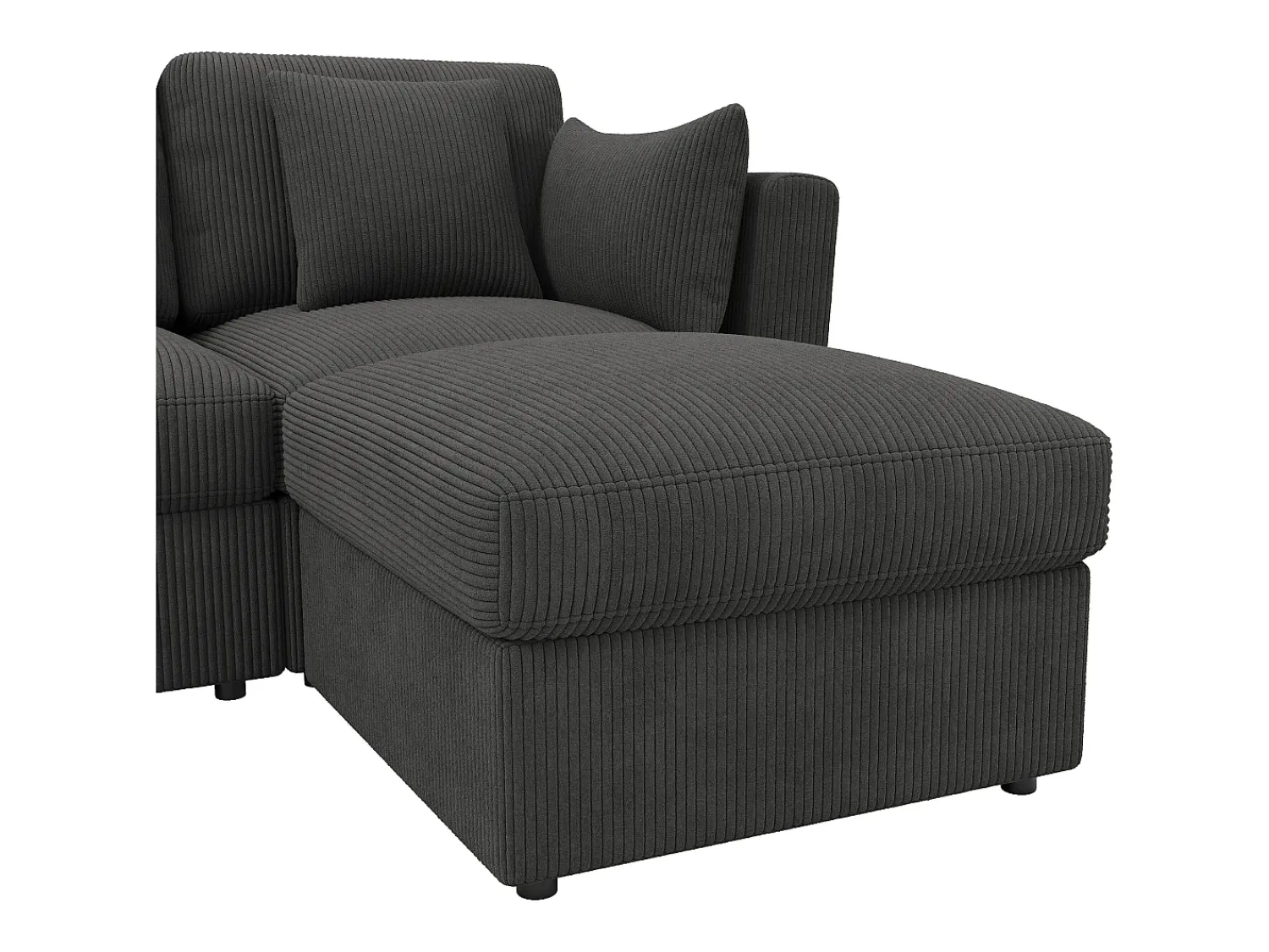 Clearance ModernLuxe Sofá de canto em forma de U - 6 lugares - con apoios de braço ajustáveis - con descanso de pés removível - Veludo canelado - cinza Cinzento