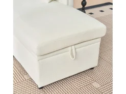 Best Hauss Spole Sofá de canto em forma de U com 3 lugares e espaço para arrumação - Sofá-cama em tecido chenille - Bege