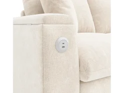 Best Hauss Spole Sofá de canto em formato L com 4 lugares, com entradas USB e Type-C e espaço para arrumação - Tecido chenille Bege
