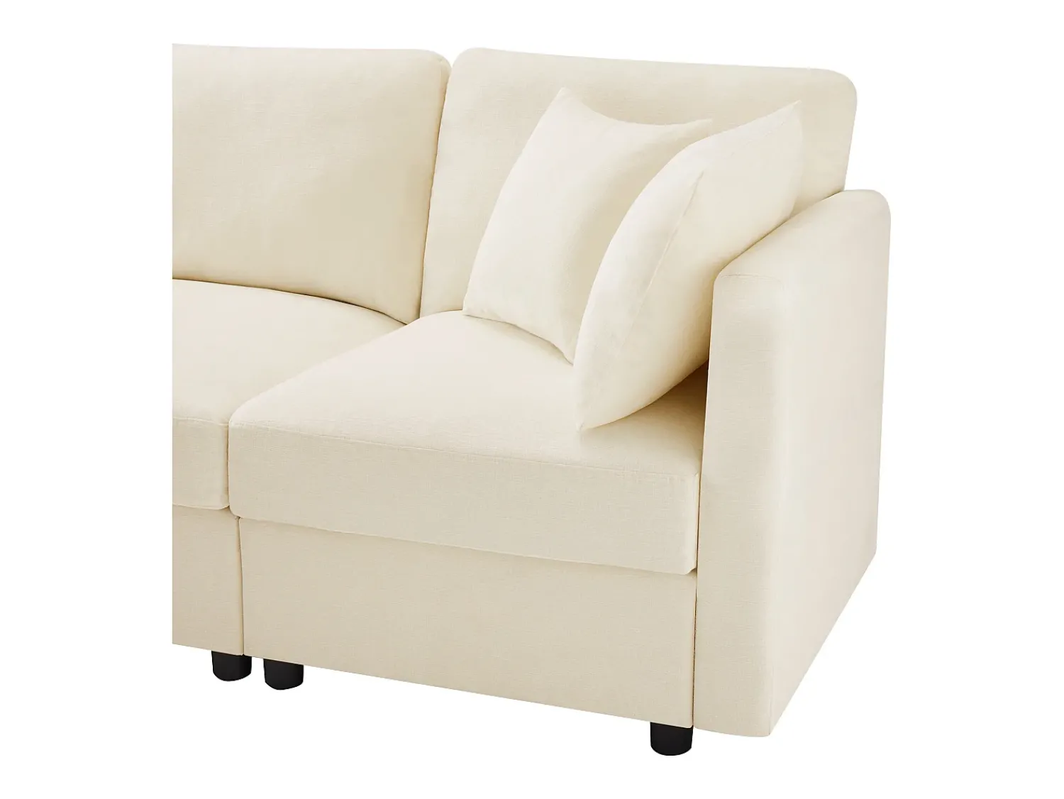 Sofá*ModernLuxe Sofá de canto em L - 3 lugares - com descanso para os pés - 4 almofadas - braços ajustáveis - Bege