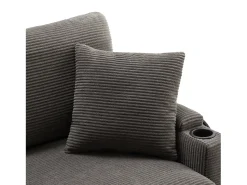 Sofá|ModernLuxe Sofá de canto em L - 3 lugares - com apoio para pés + porta-copos - carregador USB - 2 almofadas - Cinza escuro Cinzento