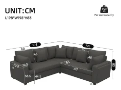 Sofá*ModernLuxe Sofá de canto em L - 4 lugares - con iluminação LED - porta de carregamento USB - veludo canelado - cinza Cinzento