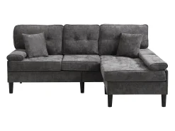 Sofá*ModernLuxe Sofá de canto em L 3 lugares - con 2 almofadas - Pouf removível - Tecido chenille - Cinza Cinzento