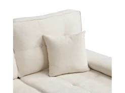 Sofá*ModernLuxe Sofá de canto em L 3 lugares - con 2 almofadas - Pouf removível - Tecido chenille - Bege