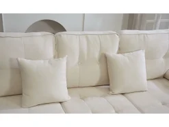 Sofá*ModernLuxe Sofá de canto em L 3 lugares - con 2 almofadas - Pouf removível - Tecido chenille - Bege