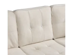 Sofá*ModernLuxe Sofá de canto em L 3 lugares - con 2 almofadas - Pouf removível - Tecido chenille - Bege