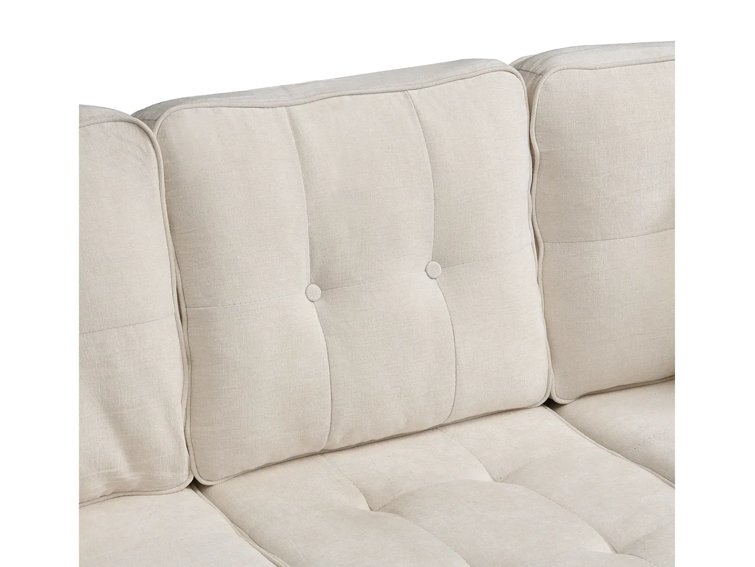 Sofá*ModernLuxe Sofá de canto em L 3 lugares - con 2 almofadas - Pouf removível - Tecido chenille - Bege