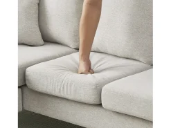 Sale KOMHTOM Sofá de canto em L com chaise longue – sofá de três lugares, 166 x 118 x 77 cm, tecido respirável de mistura de algodão e linho Bege