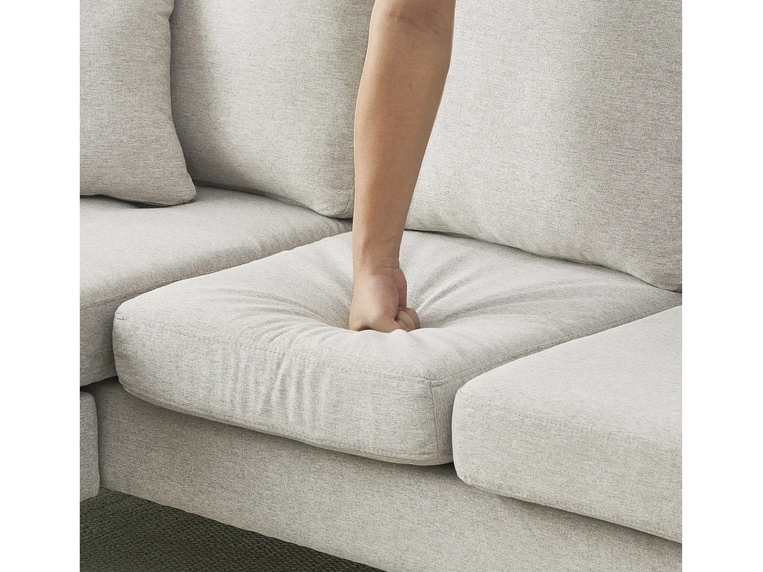 Sale KOMHTOM Sofá de canto em L com chaise longue – sofá de três lugares, 166 x 118 x 77 cm, tecido respirável de mistura de algodão e linho Bege