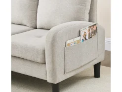 Sale KOMHTOM Sofá de canto em L com chaise longue – sofá de três lugares, 166 x 118 x 77 cm, tecido respirável de mistura de algodão e linho Bege