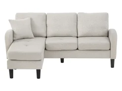 Sale KOMHTOM Sofá de canto em L com chaise longue – sofá de três lugares, 166 x 118 x 77 cm, tecido respirável de mistura de algodão e linho Bege