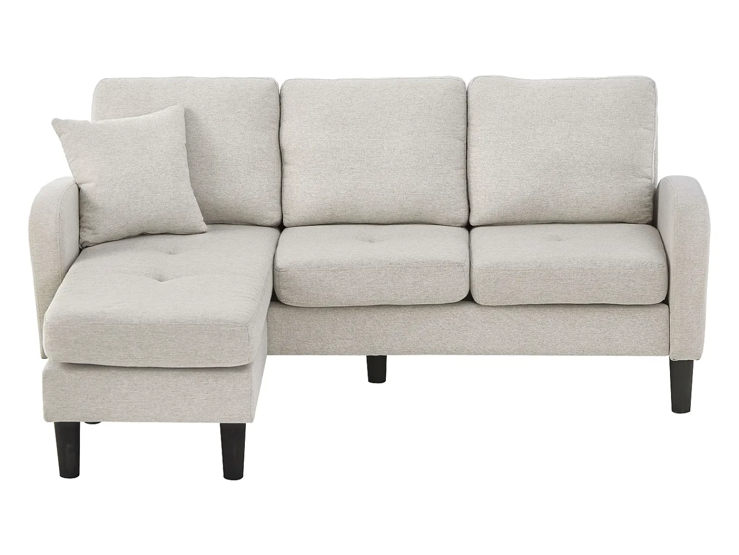 Sale KOMHTOM Sofá de canto em L com chaise longue – sofá de três lugares, 166 x 118 x 77 cm, tecido respirável de mistura de algodão e linho Bege