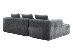 Sofá*Hauss Spole Sofá de canto em L de 3 lugares com 3 almofadas e bolso lateral - Chenille Cinzento
