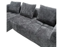 Sofá*Hauss Spole Sofá de canto em L de 3 lugares com 3 almofadas e bolso lateral - Chenille Cinzento