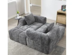 Sofá*Hauss Spole Sofá de canto em L de 3 lugares com 3 almofadas e bolso lateral - Chenille Cinzento