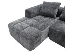 Sofá*Hauss Spole Sofá de canto em L de 3 lugares com 3 almofadas e bolso lateral - Chenille Cinzento