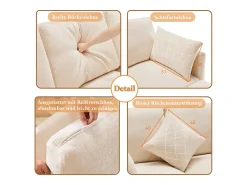 Sofá|Merax Sofá de canto em L de 4 lugares - 216 x 161 x 81 cm - com apoio para os pés - chenille - Bege