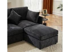 Sofá|Merax Sofá de canto em L de 4 lugares - 216 x 161 x 81 cm - com apoio para os pés - chenille - cinza Cinzento