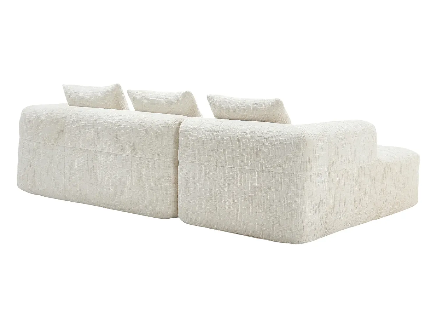 Sofá*Hauss Spole Sofá de canto em L de 3 lugares com 3 almofadas e bolso lateral - Chenille Bege