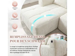 Sofá*Hauss Spole Sofá de canto em L de 3 lugares com 3 almofadas e bolso lateral - Chenille Bege