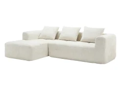 Sofá*Hauss Spole Sofá de canto em L de 3 lugares com 3 almofadas e bolso lateral - Chenille Bege