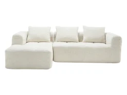 Sofá*Hauss Spole Sofá de canto em L de 3 lugares com 3 almofadas e bolso lateral - Chenille Bege