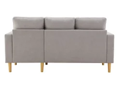 Discount Hauss Spole Sofá de canto em L de 3 lugares com 2 almofadas, suporte para copos e arrumação, tecido de algodão e linho cinza claro Cinzento claro