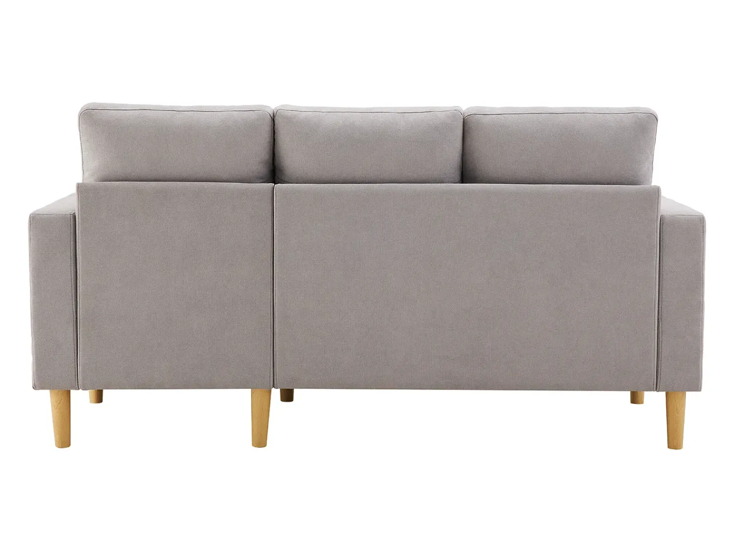 Discount Hauss Spole Sofá de canto em L de 3 lugares com 2 almofadas, suporte para copos e arrumação, tecido de algodão e linho cinza claro Cinzento claro