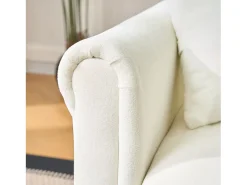 Sofá*Hauss Spole Sofá de canto em L de 3 lugares - Sofá-cama com arrumação e almofada - Tecido chenille Bege