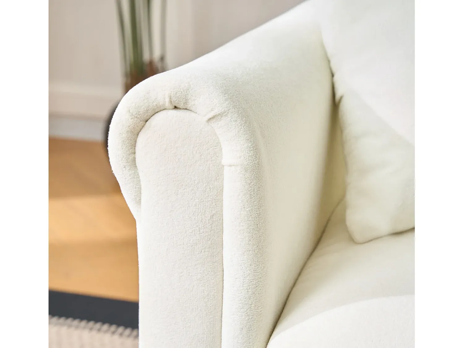 Sofá*Hauss Spole Sofá de canto em L de 3 lugares - Sofá-cama com arrumação e almofada - Tecido chenille Bege