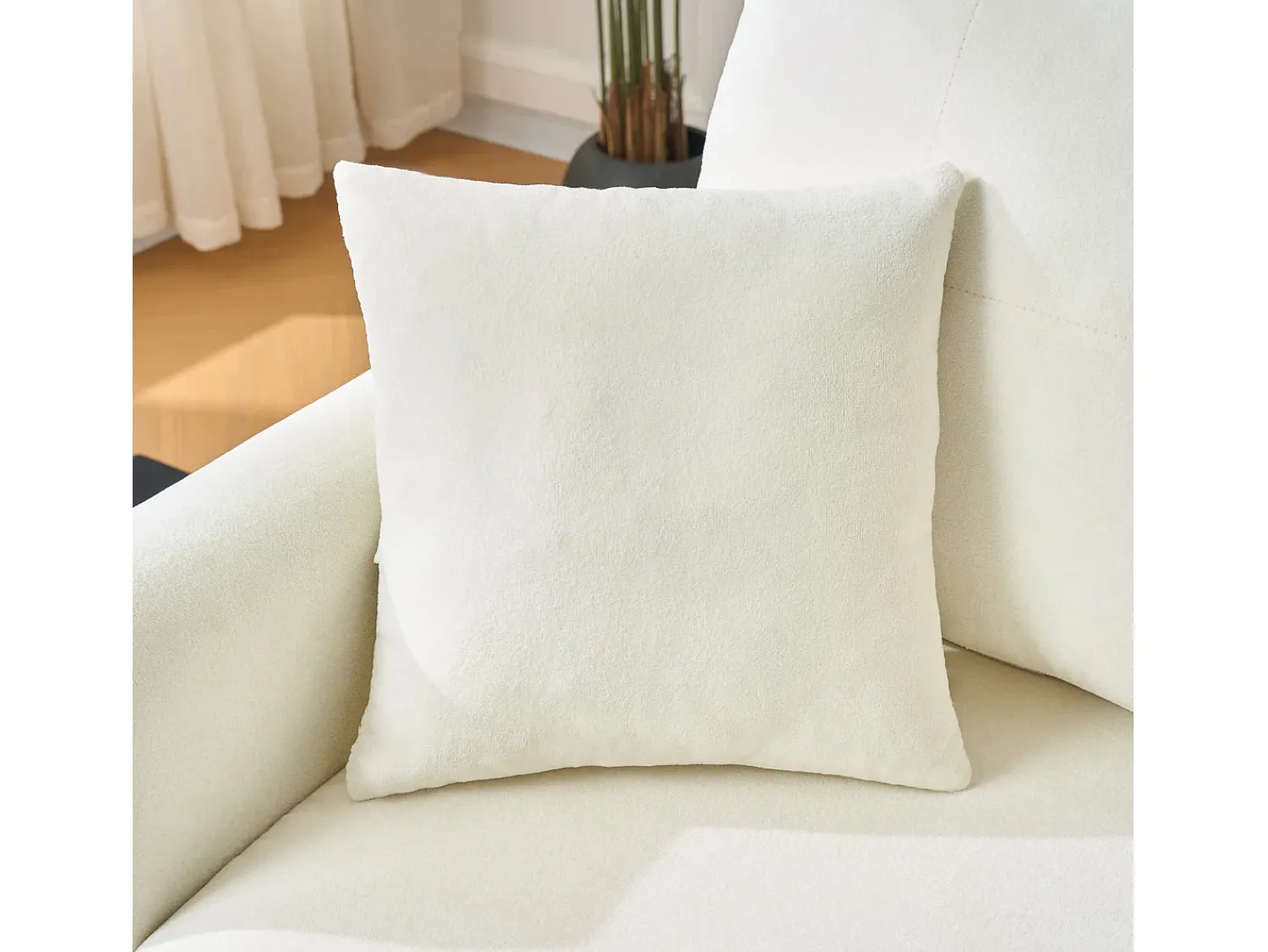 Sofá*Hauss Spole Sofá de canto em L de 3 lugares - Sofá-cama com arrumação e almofada - Tecido chenille Bege