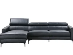Sofá*LINEA SOFA Sofá de canto em pele de búfalo - Canto esquerdo -FLORENCE Preto