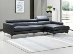 Sofá*LINEA SOFA Sofá de canto em pele de búfalo - Canto direito - FLORENCE Preto