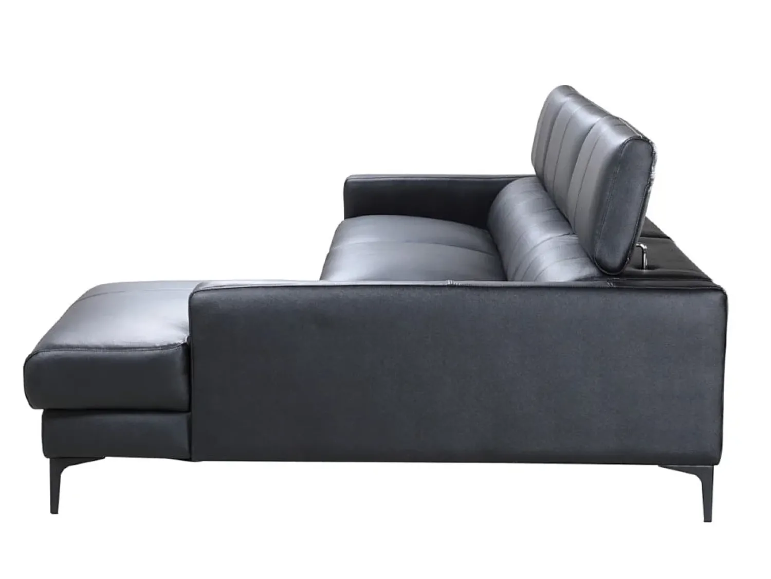 Sofá*LINEA SOFA Sofá de canto em pele de búfalo - Canto direito - FLORENCE Preto