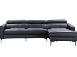 Sofá*LINEA SOFA Sofá de canto em pele de búfalo - Canto direito - FLORENCE Preto