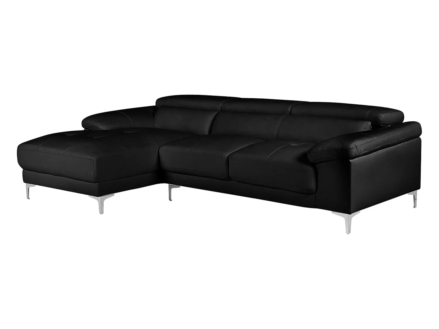 Outlet LINEA SOFA Sofá de canto em pele - Canto esquerdo - SOLANGE Preto