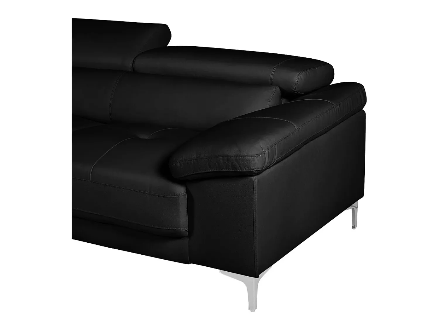 Outlet LINEA SOFA Sofá de canto em pele - Canto esquerdo - SOLANGE Preto