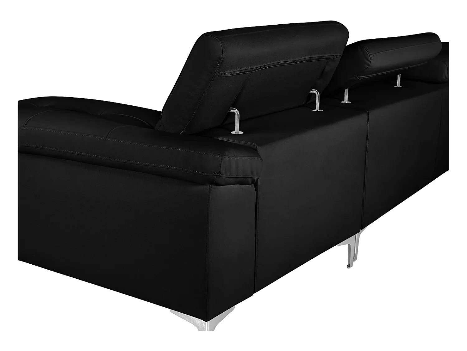 Outlet LINEA SOFA Sofá de canto em pele - Canto esquerdo - SOLANGE Preto