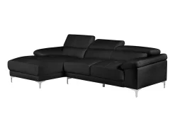 Outlet LINEA SOFA Sofá de canto em pele - Canto esquerdo - SOLANGE Preto