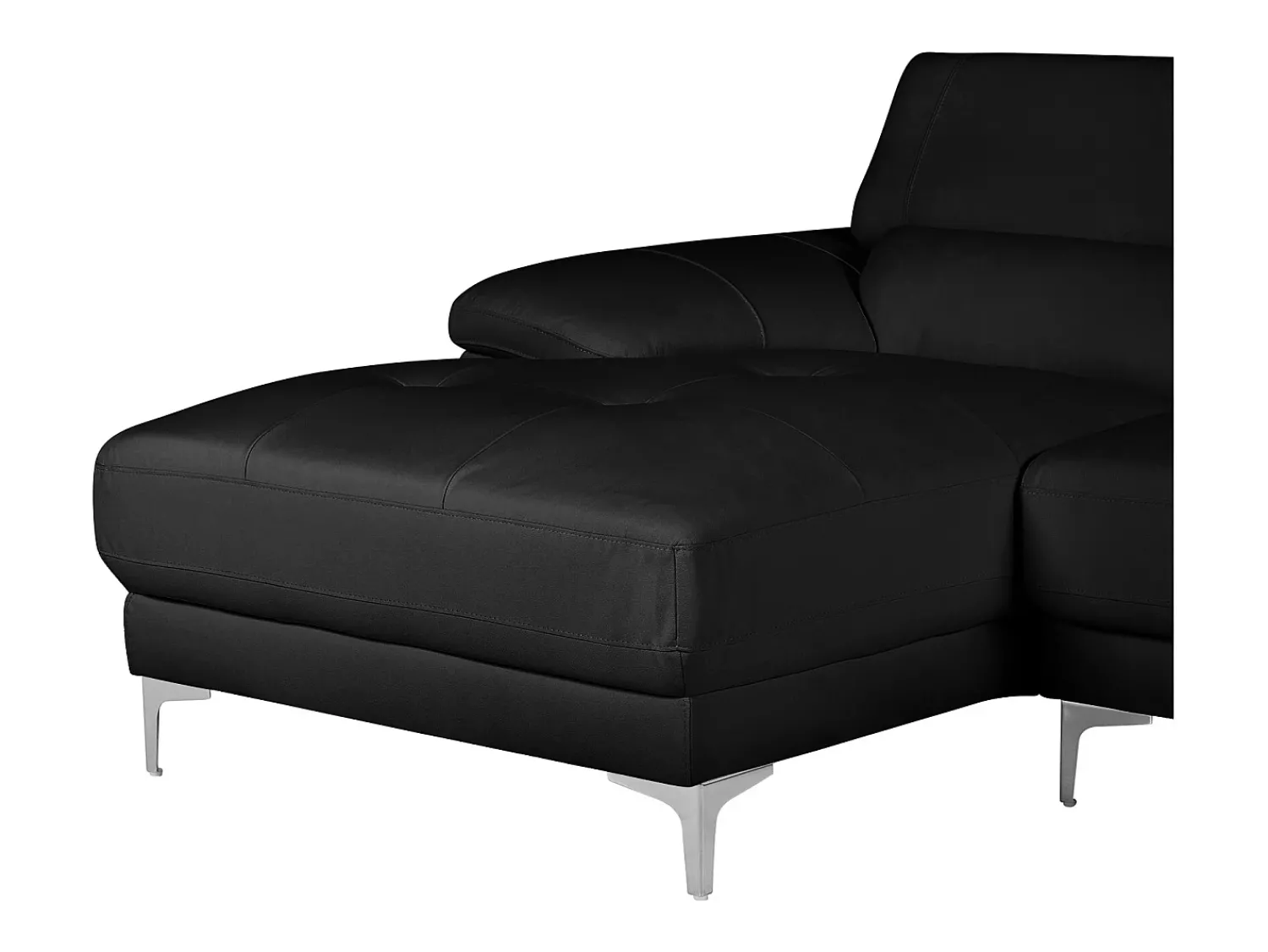 Outlet LINEA SOFA Sofá de canto em pele - Canto esquerdo - SOLANGE Preto